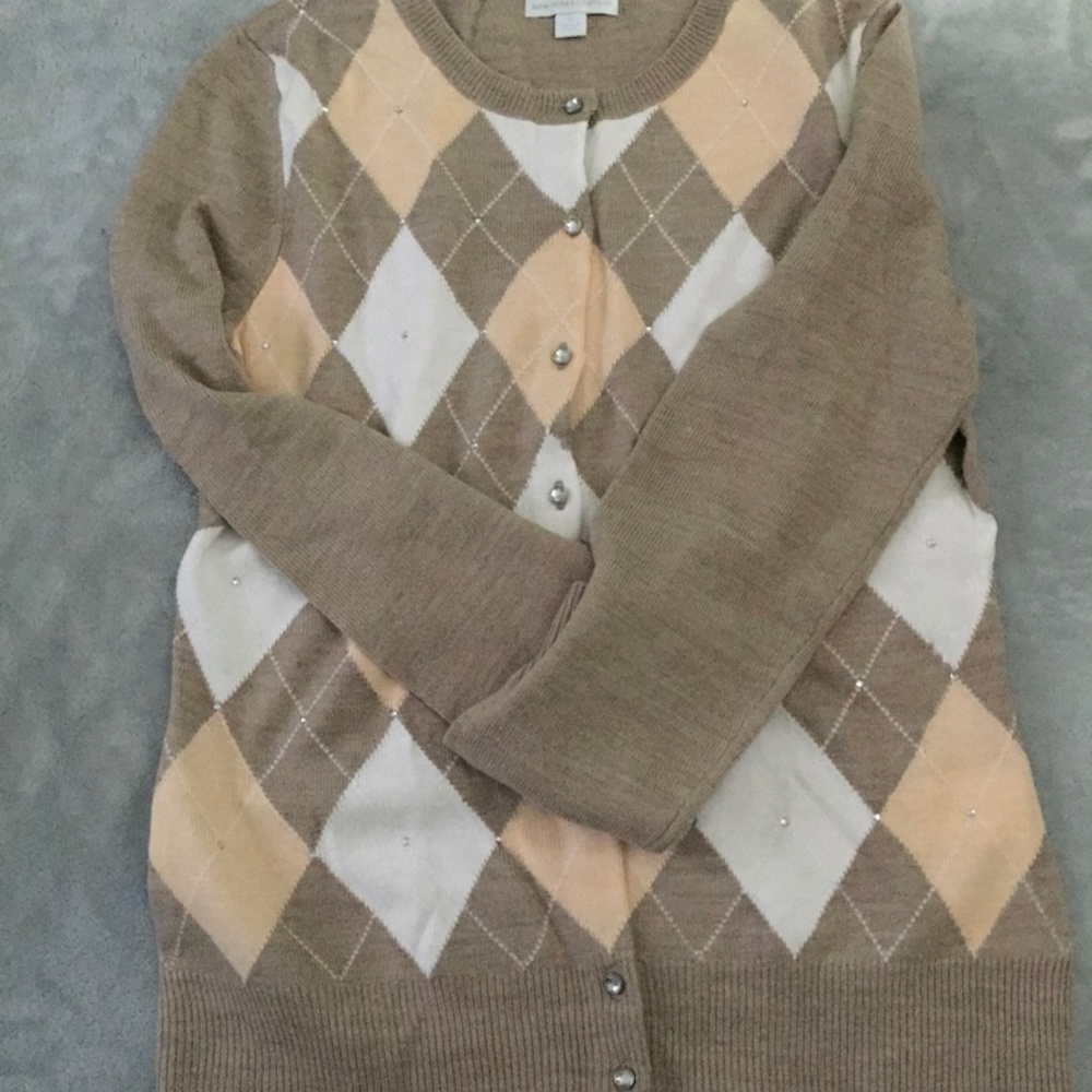 Tan and White Cardigan